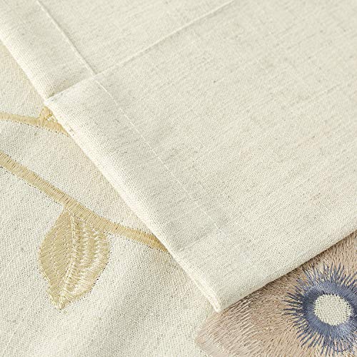 Vogol Valances For Windows, Pink Floral Embroidered Beige Textured Window Valances For Living Room Pocket Valance Curtains, 52''X18'', One Piece #TOP3