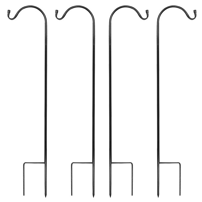 增韧金属可伸缩花园挂钩，防锈耐用吊钩装饰照明鸟笼架4件套