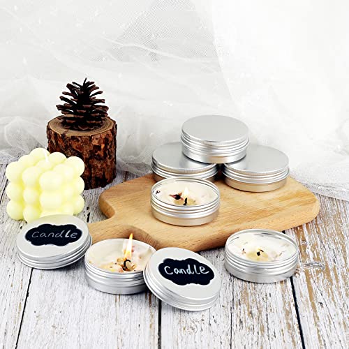 Obkjj 96 Pack Round Cans With Screw Lid 2 Oz Aluminum Metal Tins Diy Food Candle Containers For Lotion Bars, Balms, Salve, Spices, Beard Balm, Crafts With 4 Markers 3 Sheets Label Stickers (Silver) #TOP4