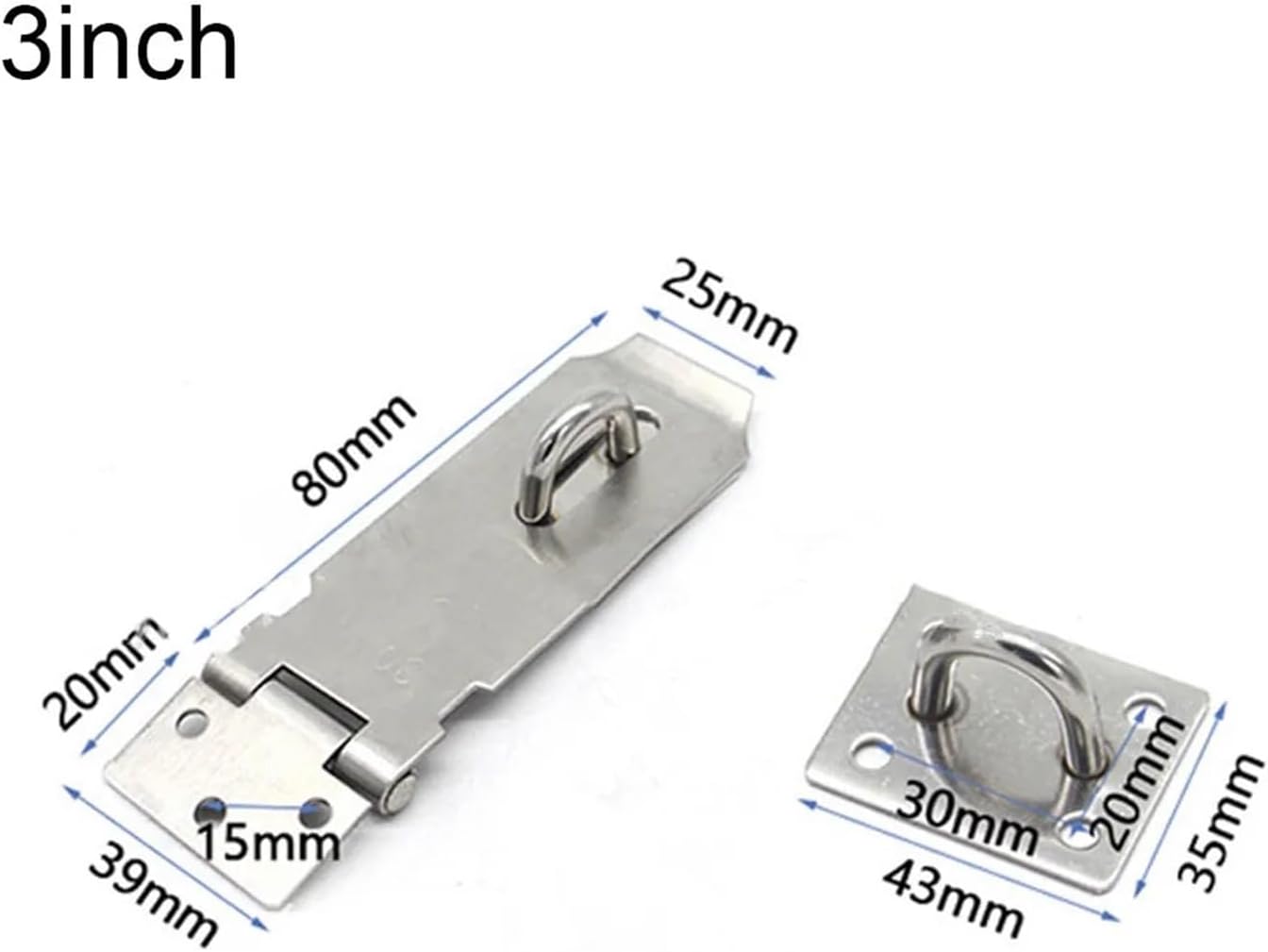 Door Padlock Hasp, 1SET Shed Gate Latch Stainless Steel Drawer(Silver 3 Inch)