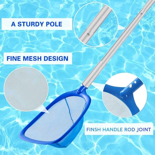 Pool Kescher mit Teleskopstange 187cm Lang,Teichkescher Feinmaschig,Laubkescher Pool mit Poolbürste,Bodenkescher Pool,Pool Reinigungsset,für Schwimmbad, Spas,Teich,Whirlpools,Planschbecken – Bild 4