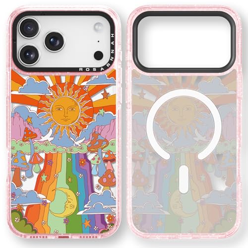 Funda para iPhone 17 Pro Rosarnnah Bonita compatible con MagSafe y diseño de hongo rosa brillante
