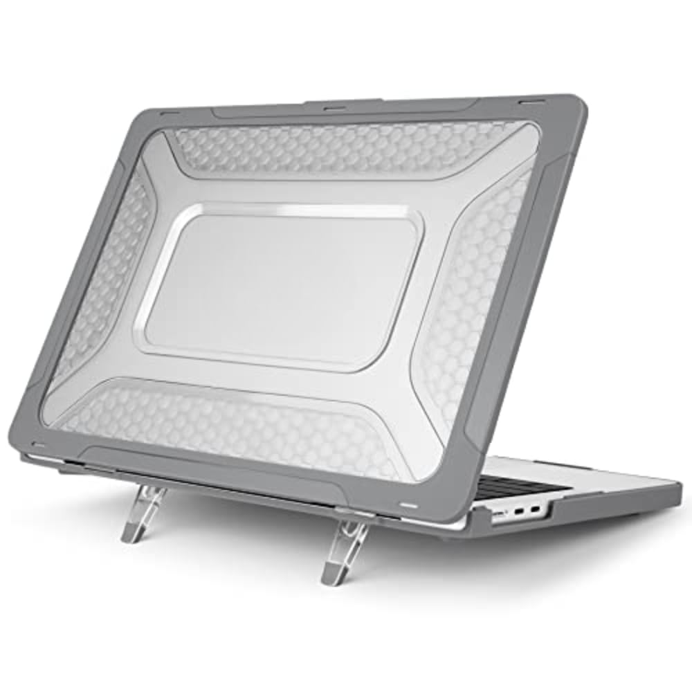 TechTrendz Case Compatible with MacBook Air 15/15.3 inch M4 A3241 M3 A3114 M2 A2941 with Liquid Retina Display&Touch ID,2025 2024 2023 Release Honeycomb Heavy Duty Hard Shell Case Cover – Grey