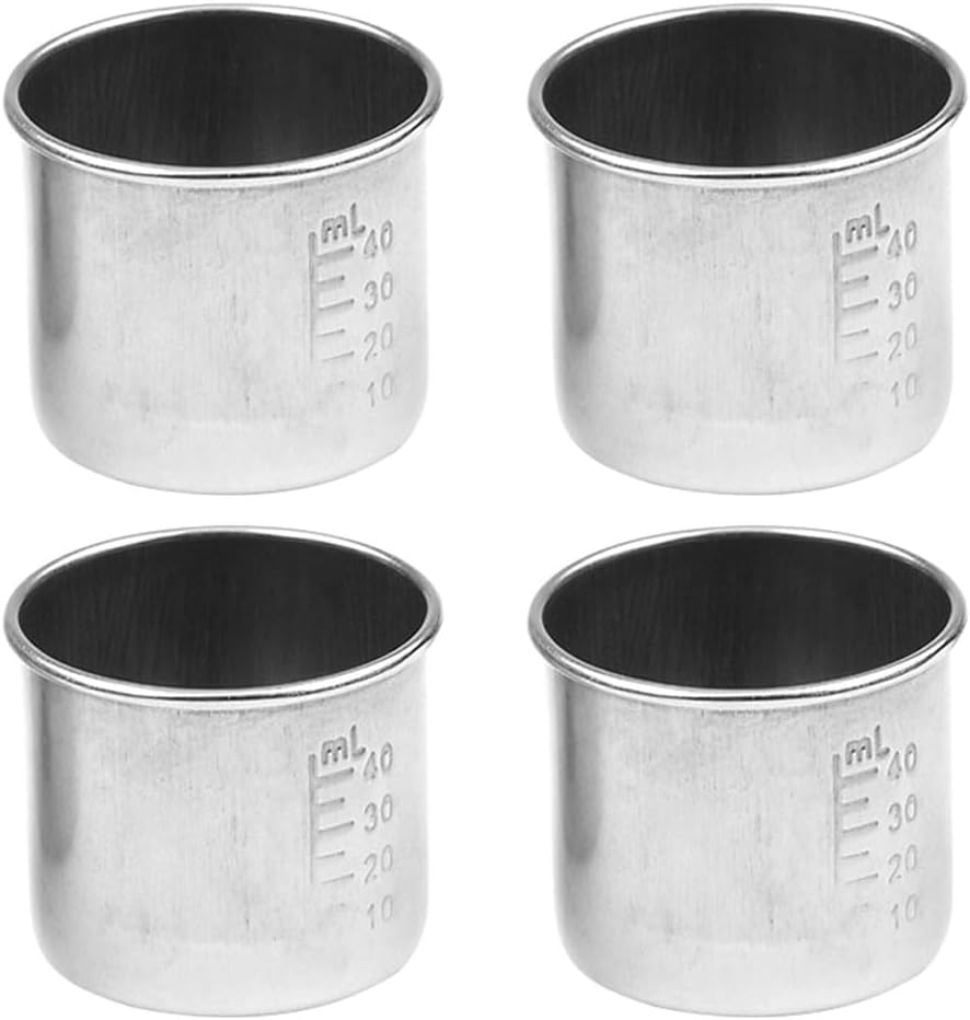 Toyvian Stainless Steel Medicine Measuring Cups, 4pcs Grade Graduated Pill Liquid Portion Cups Easy-to-read Reusable Metal Medicine for Home Clinical Use