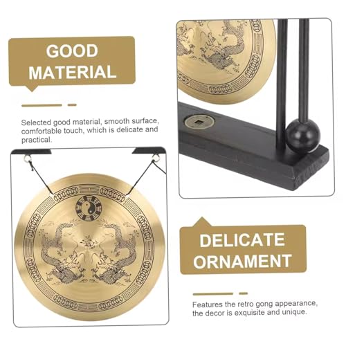 Gong de bureau en laiton avec support déco Feng Shui 20cm - 2