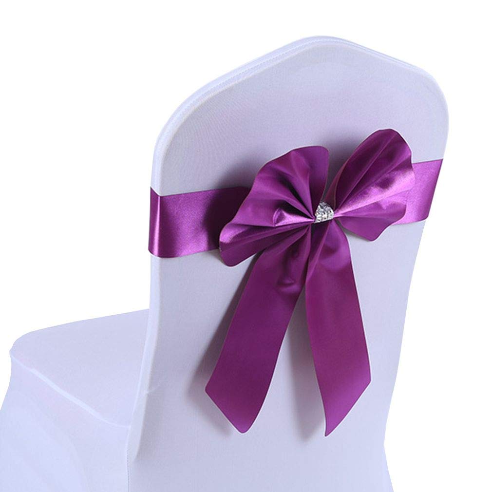 Lazos para sillas de piel sintética morada JK en pack de 30 unidades