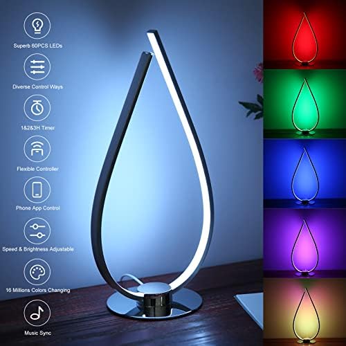 Neoglint Smart Table Lamp, Dimmable Bedside Lamp with Remote &APP Control,RGB Colour Changing and Sync with Music,Creative Stylish Smart LED Lamp for Bedroom, Office, Home