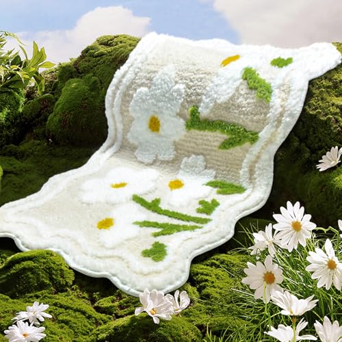 Mocsicka Cute Floral Bathroom Rug Flower Beige Bath Mat Super Soft Absorbent Bath-Room Rug Non Slip Bath Mat Machine Washable Rugs for Bathroom 20x32 inches (Beige, 20x32in) by Mocsicka - Used condition - Image 3