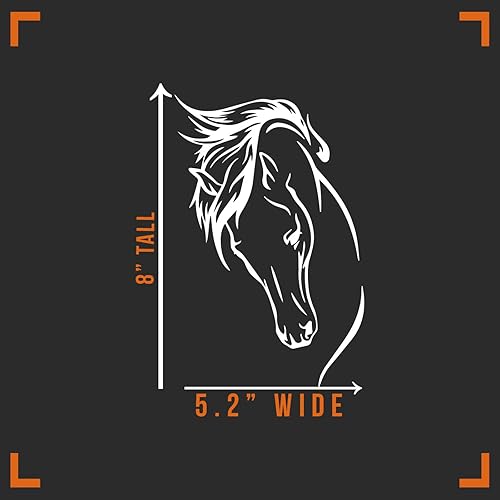Miniatura 4 de Calcomanía de vinilo con diseño de silueta de cabeza de caballo, auto, camión, pared, portátil, color blanco, 8 x 5 pulgadas