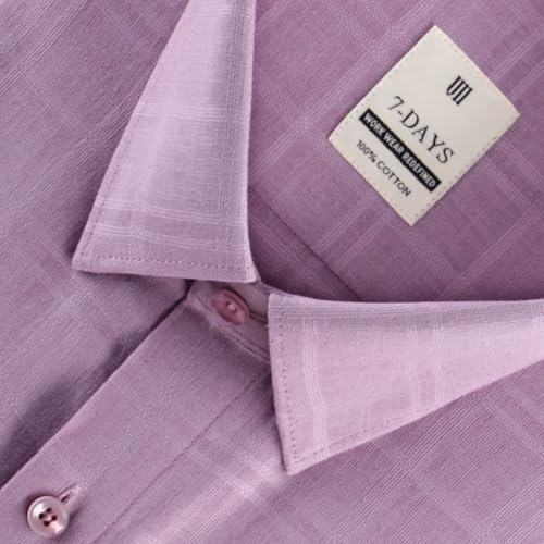 Image of 7-DAYS Men's Premium Formal Shirts - Regular Fit, Full Sleeve, 100% Pure Cotton, Self-Design, with Pocket - Stylish Office Shirts for Men