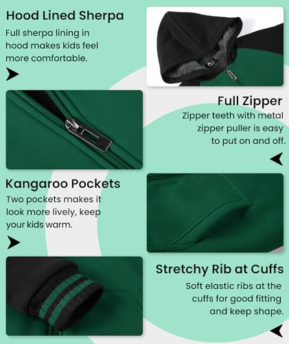Image of V VALANCH Boys Hoodie Zip Up Fleece Lined Jacket Warm Sherpa Hooded Sweatshirts for Boys Girls 6-15 Years