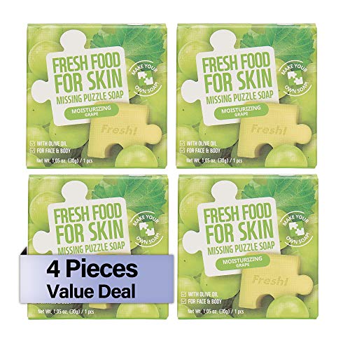 Fresh Food For Skin Missing Puzzle Soap 4pack(12 Scents) (Grape Moisturizing) , by Farmskin