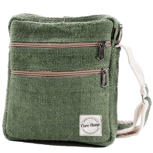 Core Hemp Multi Pocket Crossbody Bag Purse Made From Pure Hemp