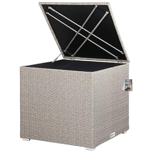 Casaria® Auflagenbox Kissenbox 318 L Garten Aufbewahrungsbox Polyrattan Creme