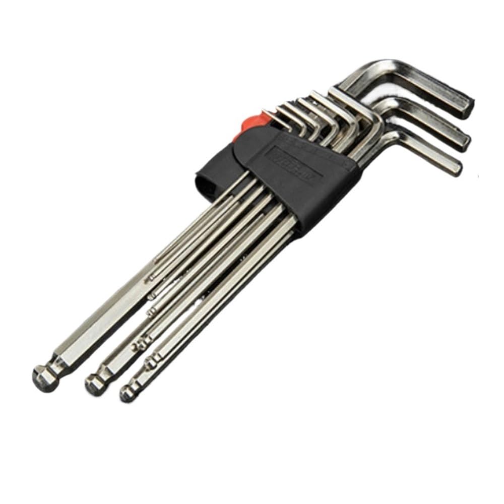 klucz imbusowy, Zestaw kluczy imbusowych z łbem kulowym, metryczny klucz sześciokątny typu L, stop Cr-V, 1/5/10 szt., wiele rozmiarów(5pcs,6mm-(139mm L))