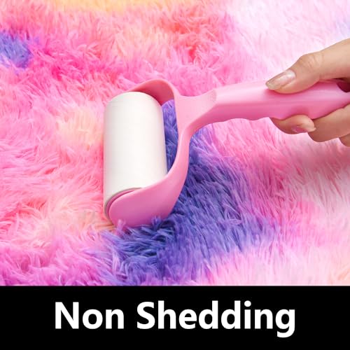 Fluffy Rug Fade Resistant 6x9 Feet, Deep Rainbow Tie-dye Rugs for Girls Room Carpet for Kids Girls Dorm Nursery