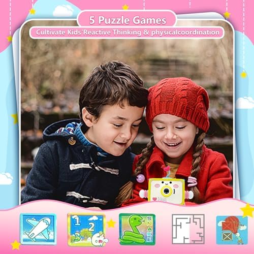 HONGSAMDE Kids Camera for 3-12 Year Old Children, 2 Inch Screen Kids Camera Toy 1080P Video Camcorder with Cartoon Robot Soft Silicone Cover Ideal Gift for Kids, 32G FT Card Included