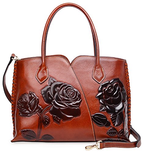 Pijushi Top Handle Satchel Handbags For Women Designer Floral Handbags And Purses (6913 Brown) #TOP5