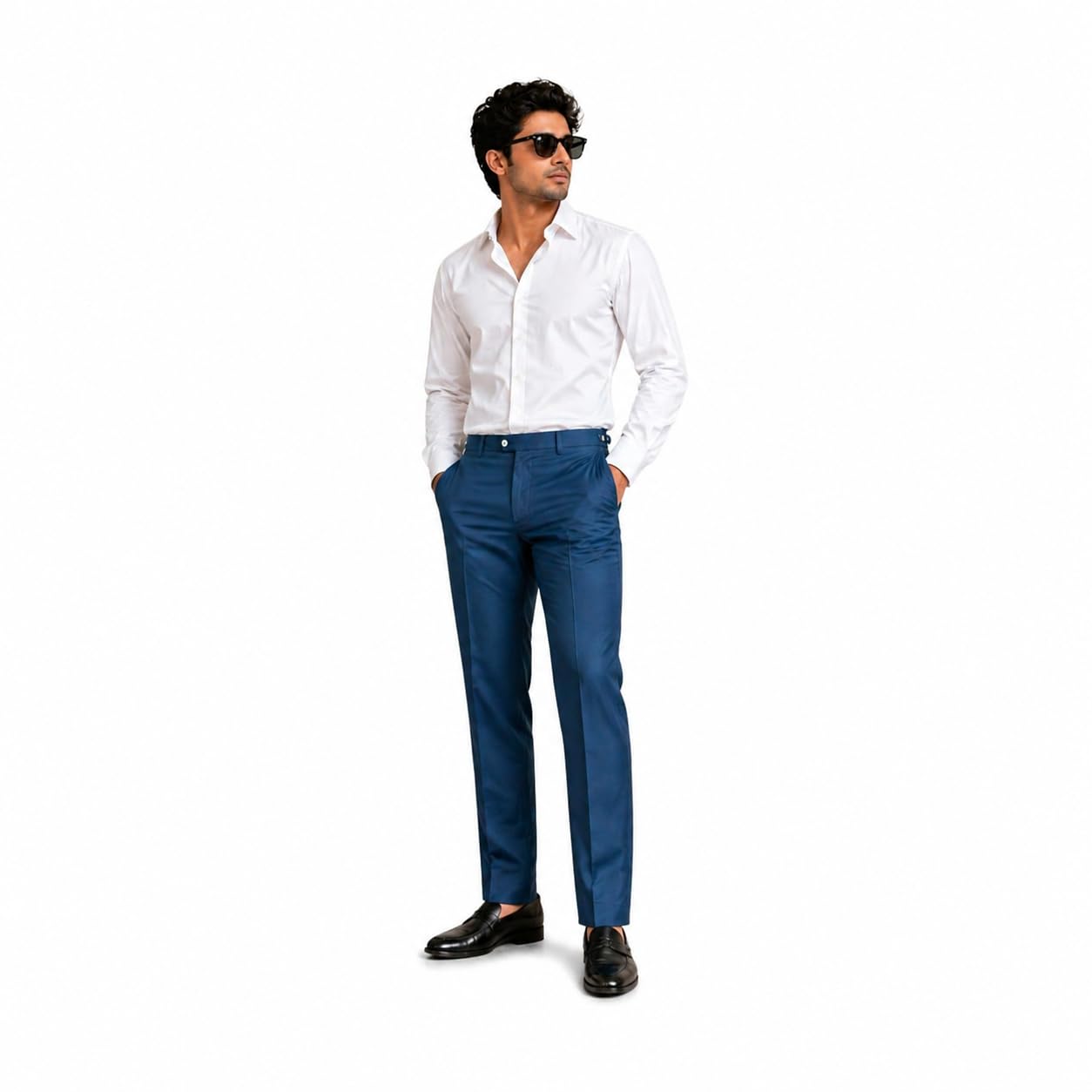 Men’s Slim Fit Formal Trousers | Premium Stretch Dress Pants | Solid Dark Teal Green Office Wear Pants for Men-picture-27