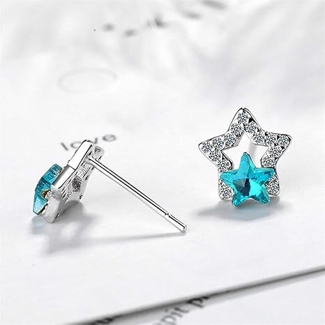 Amazon Co Jp ピアス 仕事とデートに適しブルー五芒星スタッドピアスクラシックダイヤモンドスタッドイヤリング 5ペア 可愛い 誕生日 プレゼント 女性 ジュエリー 色 Blue Star Size 1x1cm ジュエリー