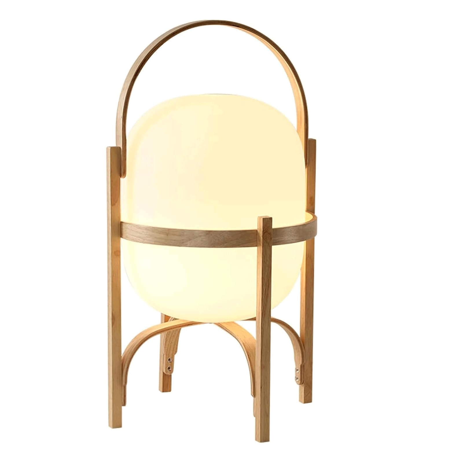 Lámparas de pie de madera selecta y cristal artesanal para una sala de estar elegante