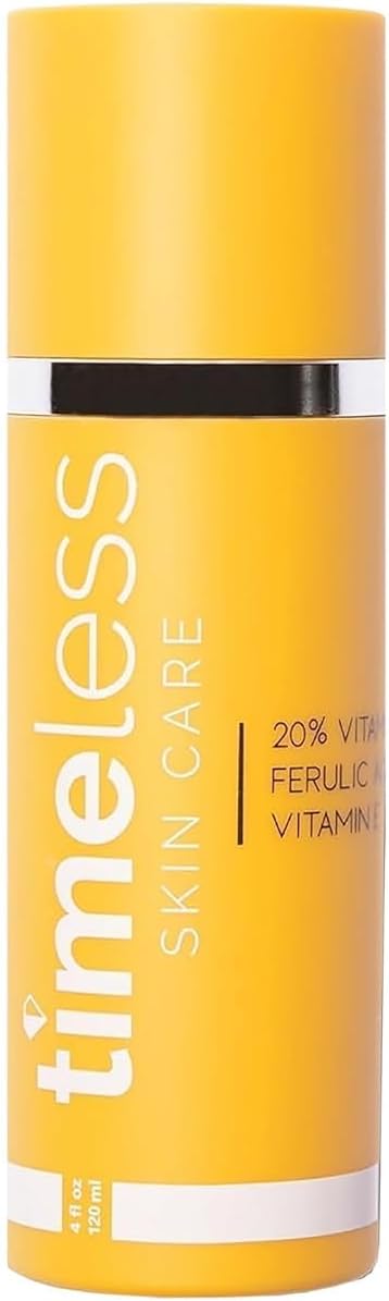Timeless 20% Vitamin C Serum with Vitamin E & Ferulic Acid – Skin Brightening & Firming Serum for Oily & Dry Skin – Fades Dark Spots & Smooths Fine Lines – Fragrance Free – 120ml