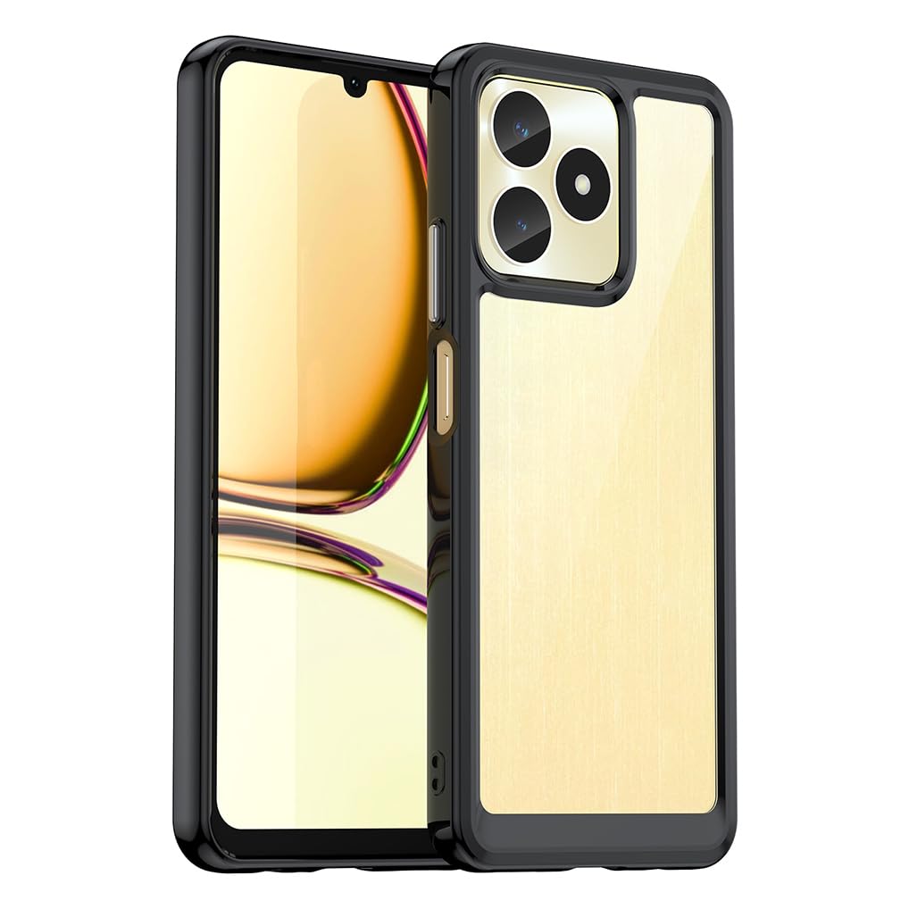 XINYEXIN Cover per Realme C53 / C51 / Note 50, Custodia Protettiva Trasparente Antiurto Antigraffio Grado Militare, Robusto Antiingiallimento Clear Bumper Case - Nero