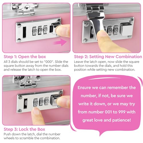 Gosstek Pink Travel Smell Proof Safe Locking Box With 6 PCS Accessories, Premium Medicine Organizers Case, Childproof Pill Box Organizer, Lock box for Valuables, Medium. by Gosstek - Image 4