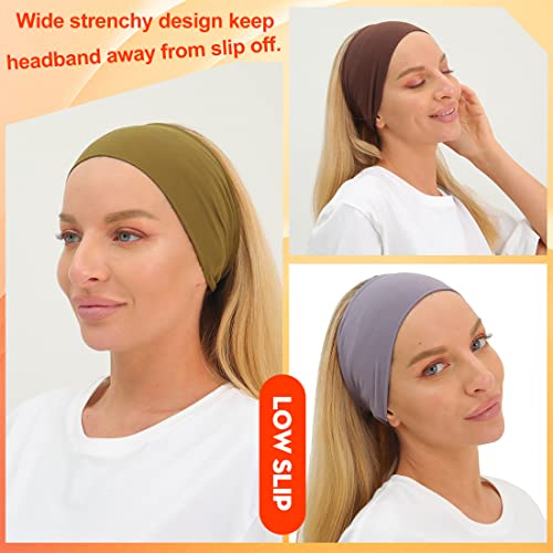 Ritoper Workout Wide Headbands For Women Non Slip, Buttery Soft Yoga Running Gym Sports Head Bands, Stretch Sweat Band Solid Hair Bands For Women's Hair, Trendy Thick Cloth Headbands #TOP2