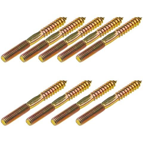 9 PCS M8 Double Ended Screws,Double Head Wood to Wood Self Tapping Screws,Double Ended Head Fixing Bolts (9 PCS, M8*80mm) Cover