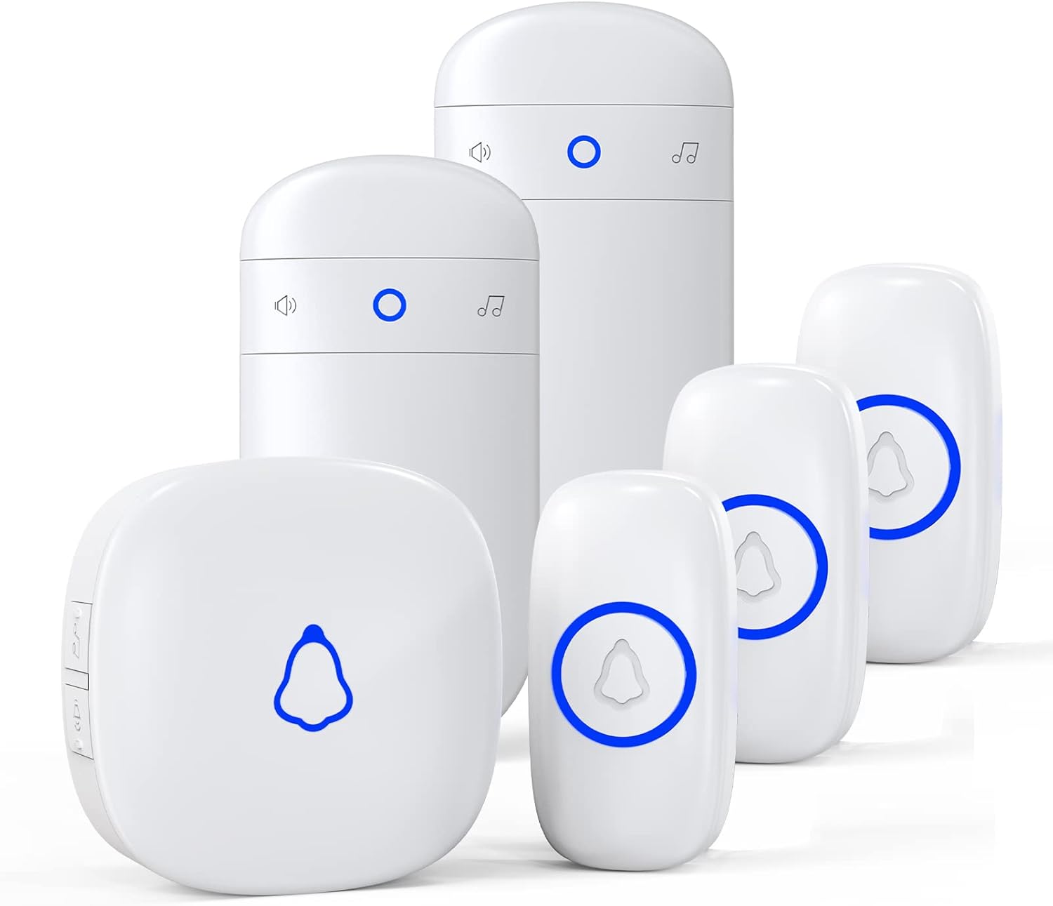 SECRUI Wireless Doorbell, Waterproof Mini Doorbell 1,000ft Range 110dB Mute Mode 58 Door Chimes & Colorful LED Flashing - White