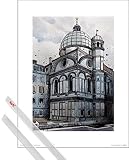 1art1 Venise Affiche d'art (40x30 cm) Basilique Santa Maria Della Salute, Jack The Flipper Et Kit De Fixation Transparent
