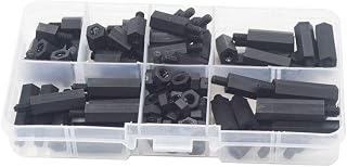 Nylon Hex Standoff Plastic Thread Motherboard Spacer Prototyping Accessories for PCB, Quadcopter Drone, Computer & Circuit Board Assortment Kit Black M4