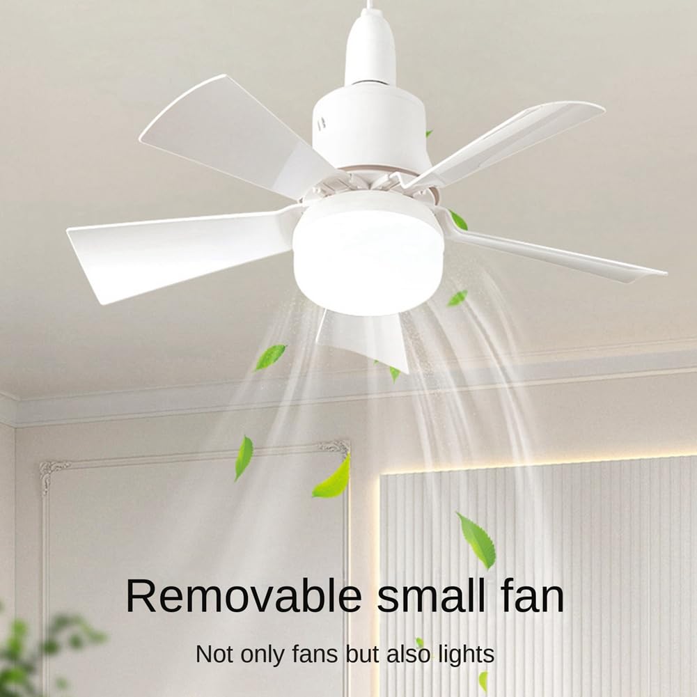 Stroagymoon Socket Fan With Light and Remote - E27 Base Ceiling Fixture for Bedroom Kitchen - Small, Easy to Install - Image 3