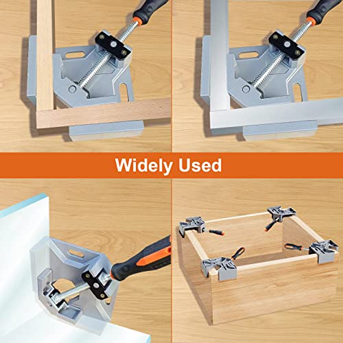 Corner Clamps For Woodworking 2 Pack 90 Degree Right Angle Clamps, Single Handle Corner Clamps With Adjustable Swing Jaw, Right Angle Clip Clamp Tool With 2 Bar Clamps #TOP6