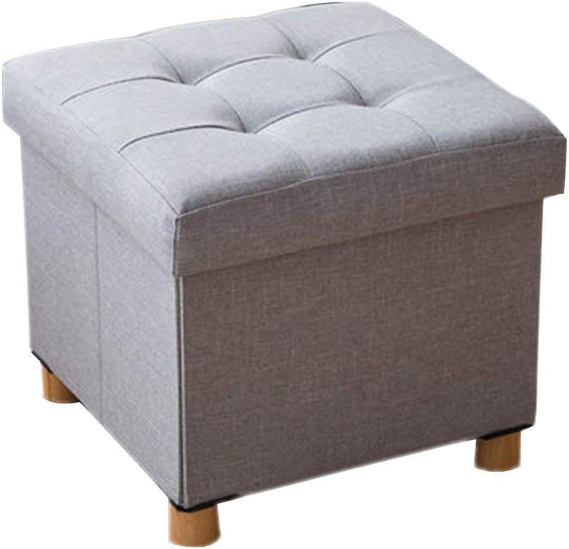 n Stool Folding Footstool with Storage Storage Padded Footstool with 4 Wooden Feet - Creative Shoe Changing Stool