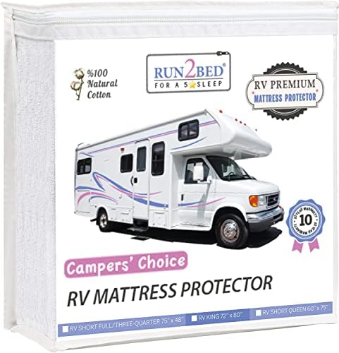 RUN2BED Luxury RV Bunk Waterproof Mattress Protector - Narrow Twin Cot Size 100% Natural Cotton Soft Cover (28 x 75)