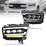 SUPAREE LED Projector Headlight Assembly for Dodge RAM 1500 2019-2021 with White & Amber Parking Turn Signal Driver and Passenger Side