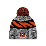 FOCO Cincinnati Bengals NFL Heather Team Stripe Lined Pom Beanie