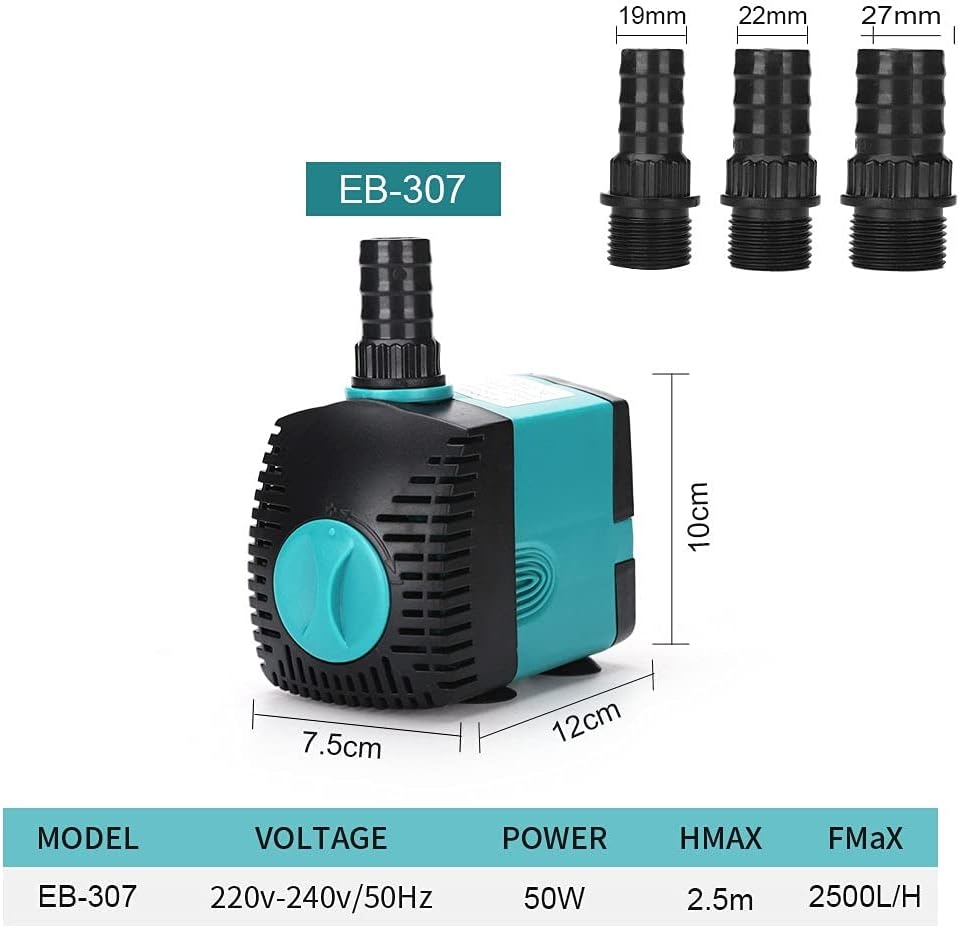 ZTBH Circulating Pump Small Submersible Pump, Aquarium Fish Pond Water Pump, of Circulating Tank Side Suction Pump Durable (Plug Type : 110V, Voltage : EB-307)