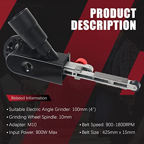Belt Sander Adapter For Angle Grinder, Corner Detailing File Sander Attachment, Us 5/8-11 Thread, Easy Assembling Grinder Bearing, Professional Polishing Tool For Woodworking, 15Mm Belt Rust Removal #TOP2