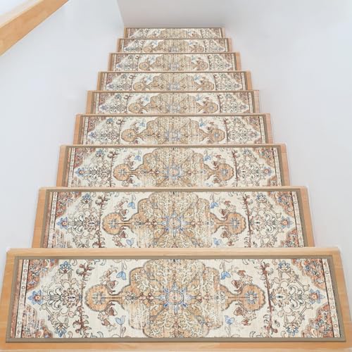 Pauwer Carpet Stair Treads for Wooden Steps Indoor 15 Pack
