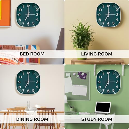 Image of TEKCOOL Plastic Analogue Wall Clock 12 inch Silent Quartz Decorative Wall Clock Non-Ticking Classic Clock Battery Operated Round Easy to Read for Room /Home /Kitchen /Bedrom /Office /School.Green White'