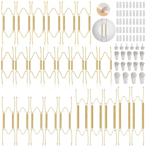 Image of 24 pcs Plate Hangers for The Wall, 4 /6 /8 /10 /12 Inch Invisible Decorative Wall Plate Hangers, Stainless Steel Plates Walls Hanger for Display Various Sizes with Hooks for Decorative