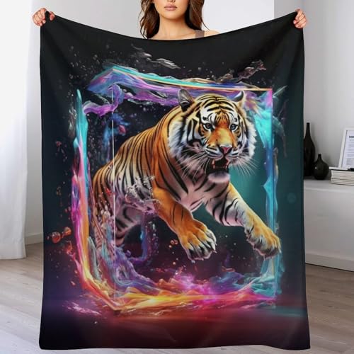 Manta de tigre grande contra el frío manta para sofá acolchada y suave 2