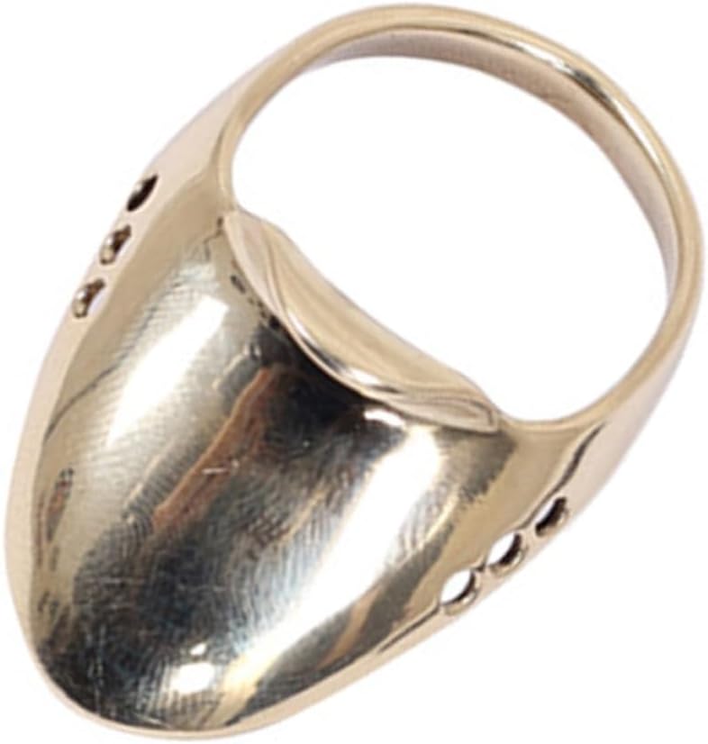 โ BESPORTBLE Brass Thumb Ring Wear-Resistant Finger Guard with Pad and 2 Ropes Traditional Accessory for Outdoor Hunting Comfortable Hand Feel 1 Set