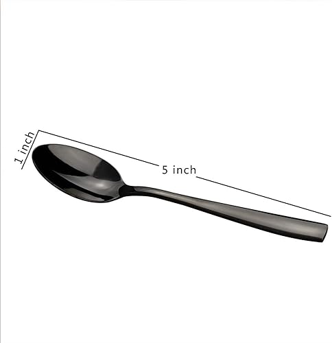 Miniatura 3 de Teyyvn - Juego de 8 cucharas de café de acero inoxidable, color negro