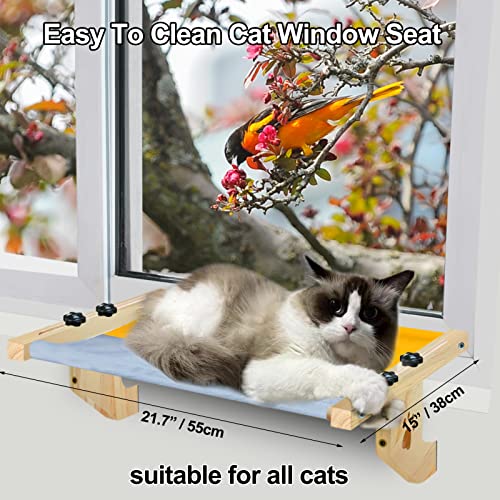 Cat Window Perch, Lemcrvas Window Sill Cat Shelf For Large Cats, Sturdy Cat Window Seat For Indoor Cat, Adjustable Durable Window Cat Bed For Windowsill, Bedside, Drawer, Cabinet(20.5" X 14.5") #TOP5