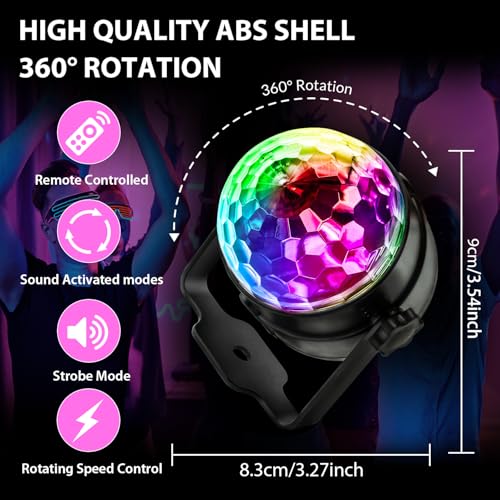 Image of NEQUARE Disco Ball DJ Party Lights Sound Activated Remote Control Strobe Lamp 7 Modes Stage Light for New Years 2026 Room Dance Parties Karaoke Halloween Christmas Birthday Decorations 5.58Ft