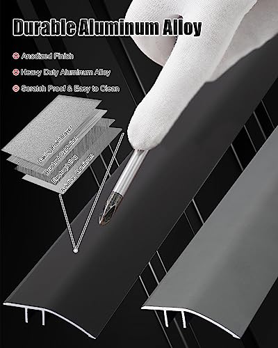 Hrokz Aluminum Floor Transition Threshold Strip Wood To Tile, 36 Inch Doorway Thresholds Reducer Trim Strips For Vinyl Laminate Flooring, Matte Grey Carpet Edging Cover Door Bar #TOP2